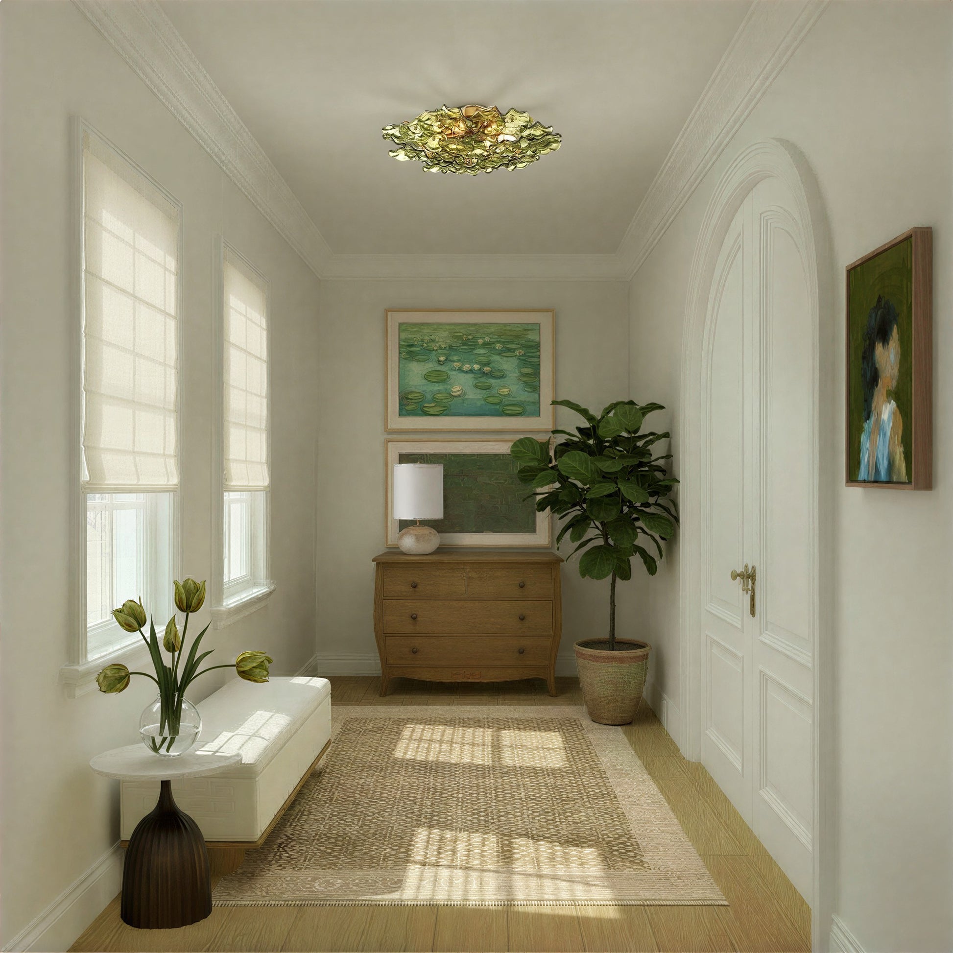 Crystorama - ESM-4000-AG-GR - Six Light Semi Flush Mount - Esme - Aged Brass