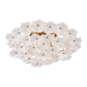 Crystorama - ESM-4000-AG-WH - Six Light Semi Flush Mount - Esme - Aged Brass
