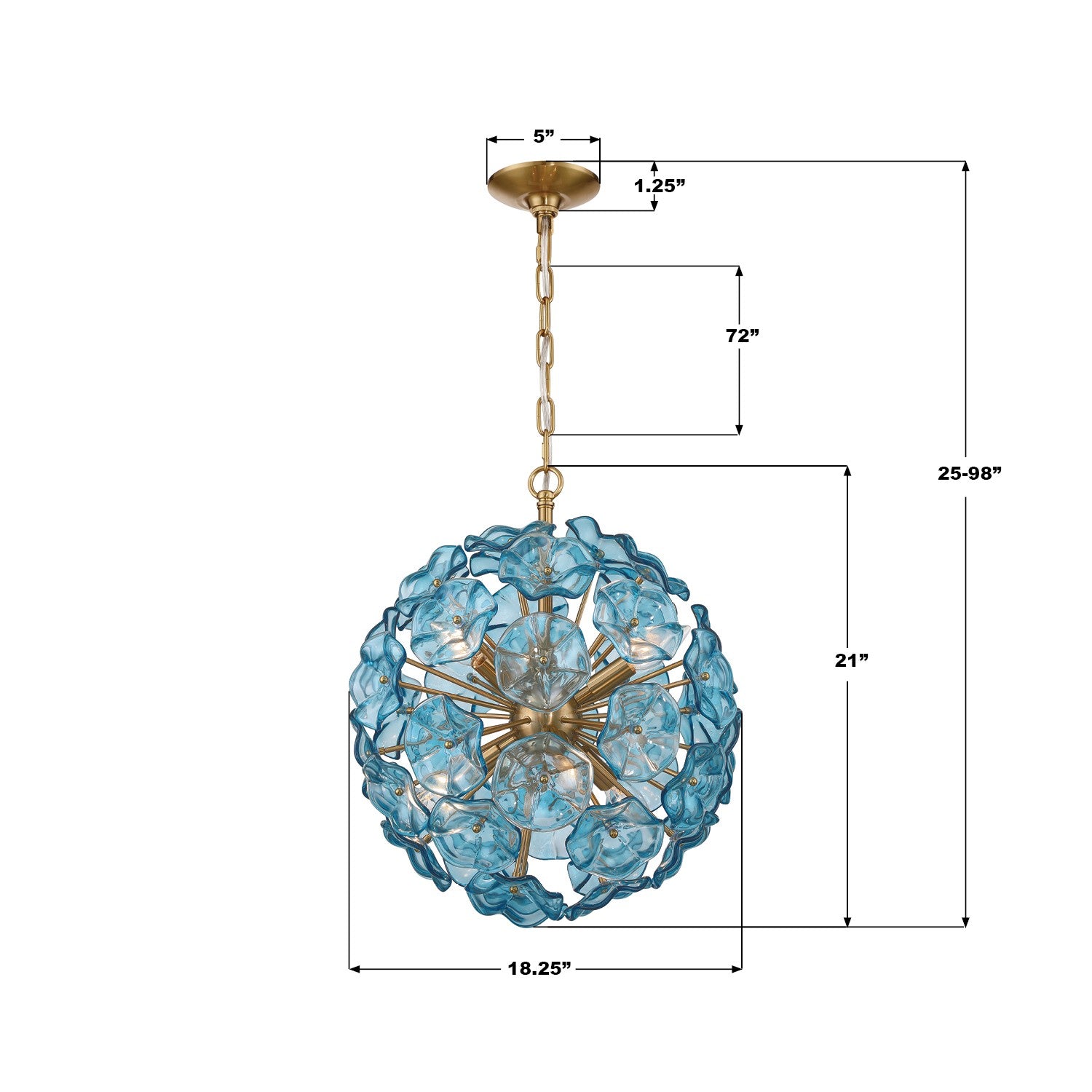 Crystorama - ESM-4005-AG-BL - Six Light Chandelier - Esme - Aged Brass