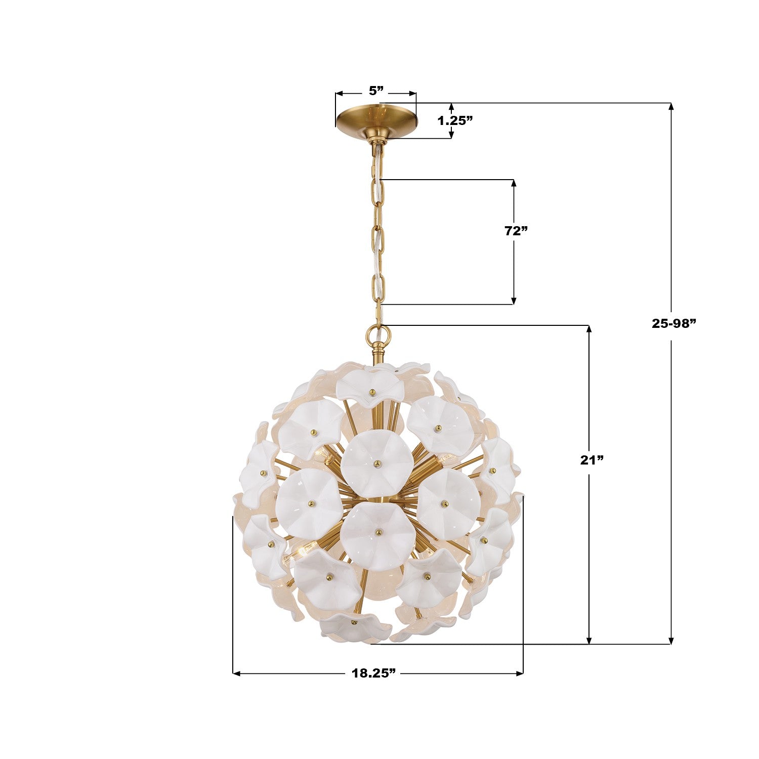 Crystorama - ESM-4005-AG-WH - Six Light Chandelier - Esme - Aged Brass