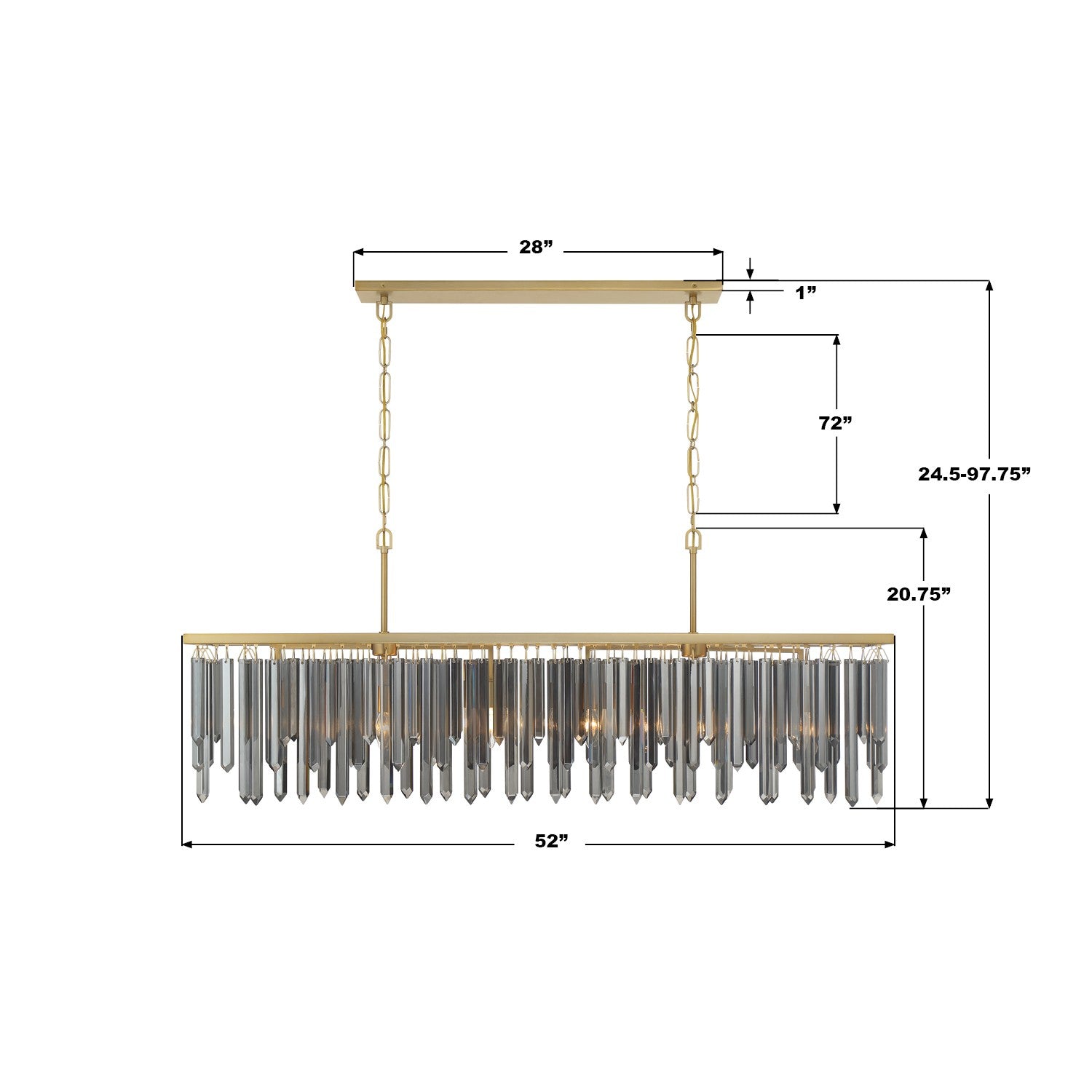 Crystorama - GEM-7007-MG-SS - Six Light Linear Chandelier - Gemma - Modern Gold