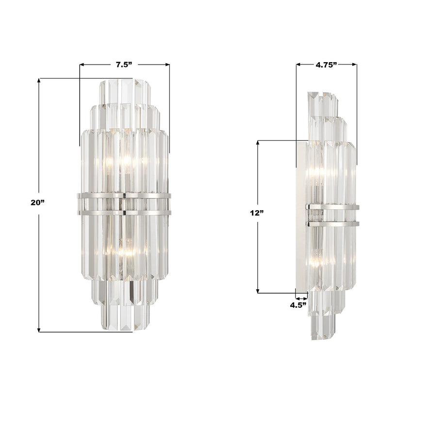 Crystorama - HAY-1411-PN - Two Light Wall Sconce - Hayes - Polished Nickel