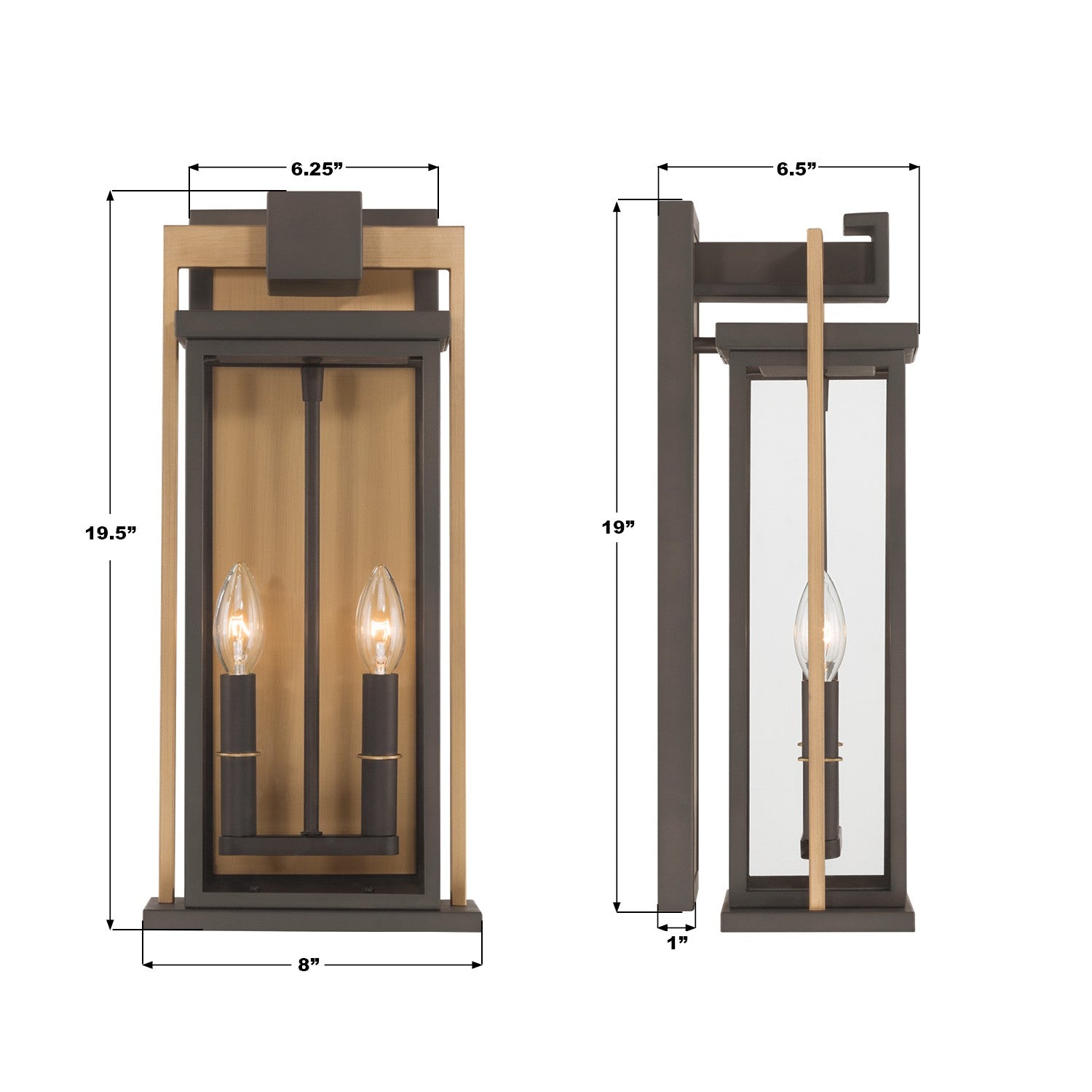 Crystorama - LDL-902-TZ-TG - Two Light Outdoor Wall Sconce - Lendel - Twilight Bronze + Textured Gold