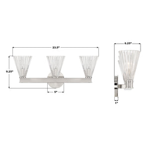 Crystorama - LOT-703-PN - Three Light Bath - Lotus - Polished Nickel