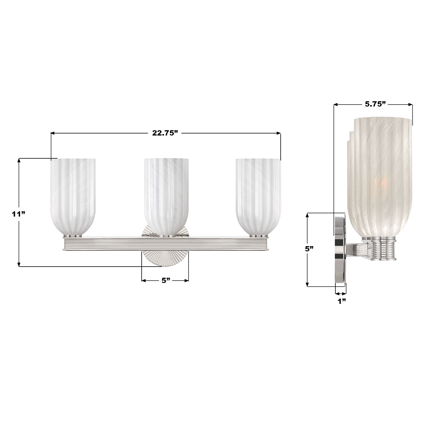 Crystorama - LOT-713-PN - Three Light Bath - Lotus - Polished Nickel