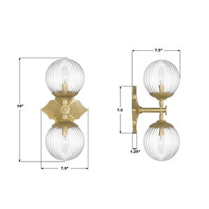 Crystorama - ORY-1002-AG-CL - Two Light Wall Sconce - Orly - Aged Brass