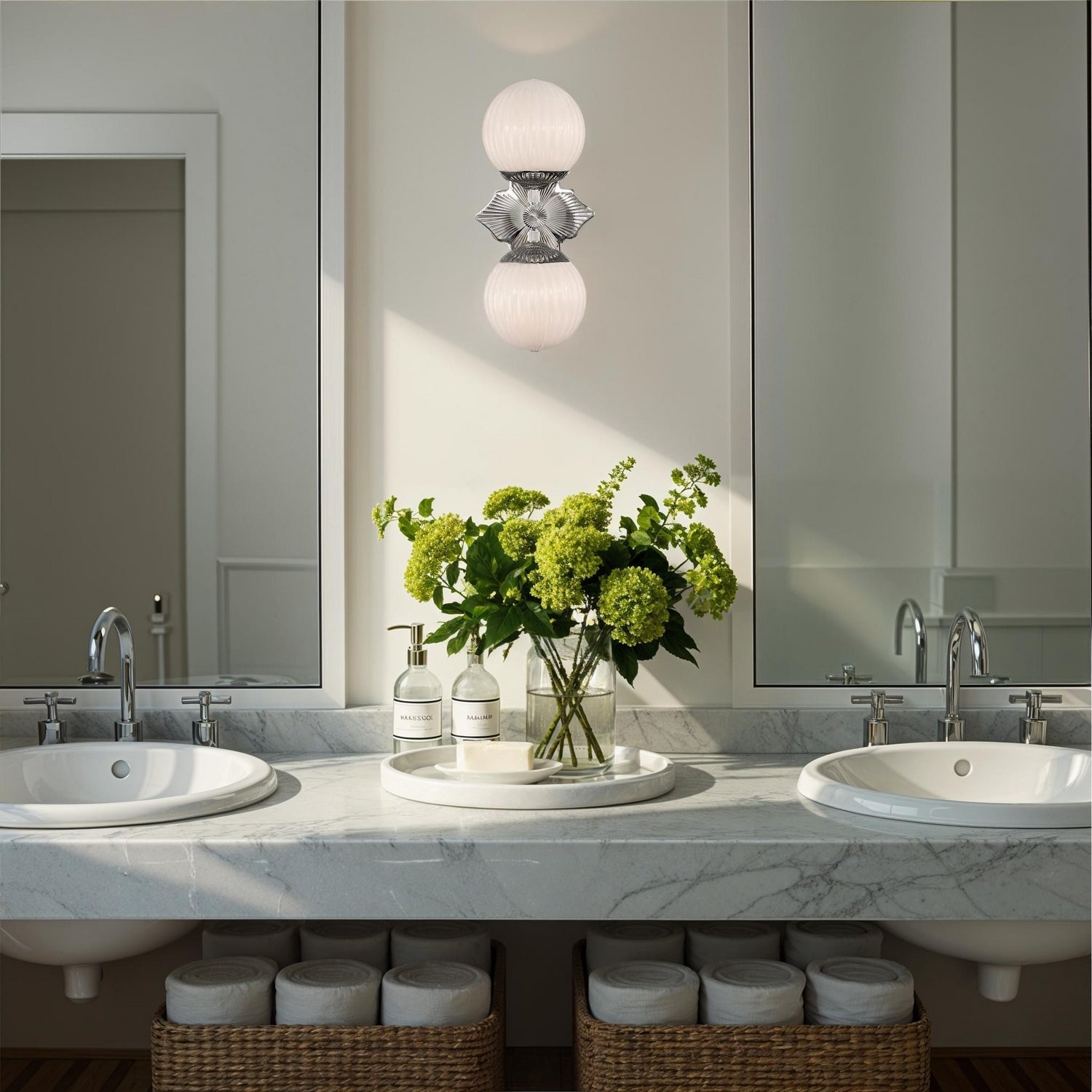 Crystorama - ORY-1002-PN-WH - Two Light Wall Sconce - Orly - Polished Nickel