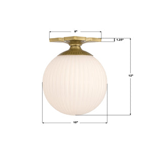 Crystorama - ORY-1003-AG-WH - One Light Semi Flush Mount - Orly - Aged Brass