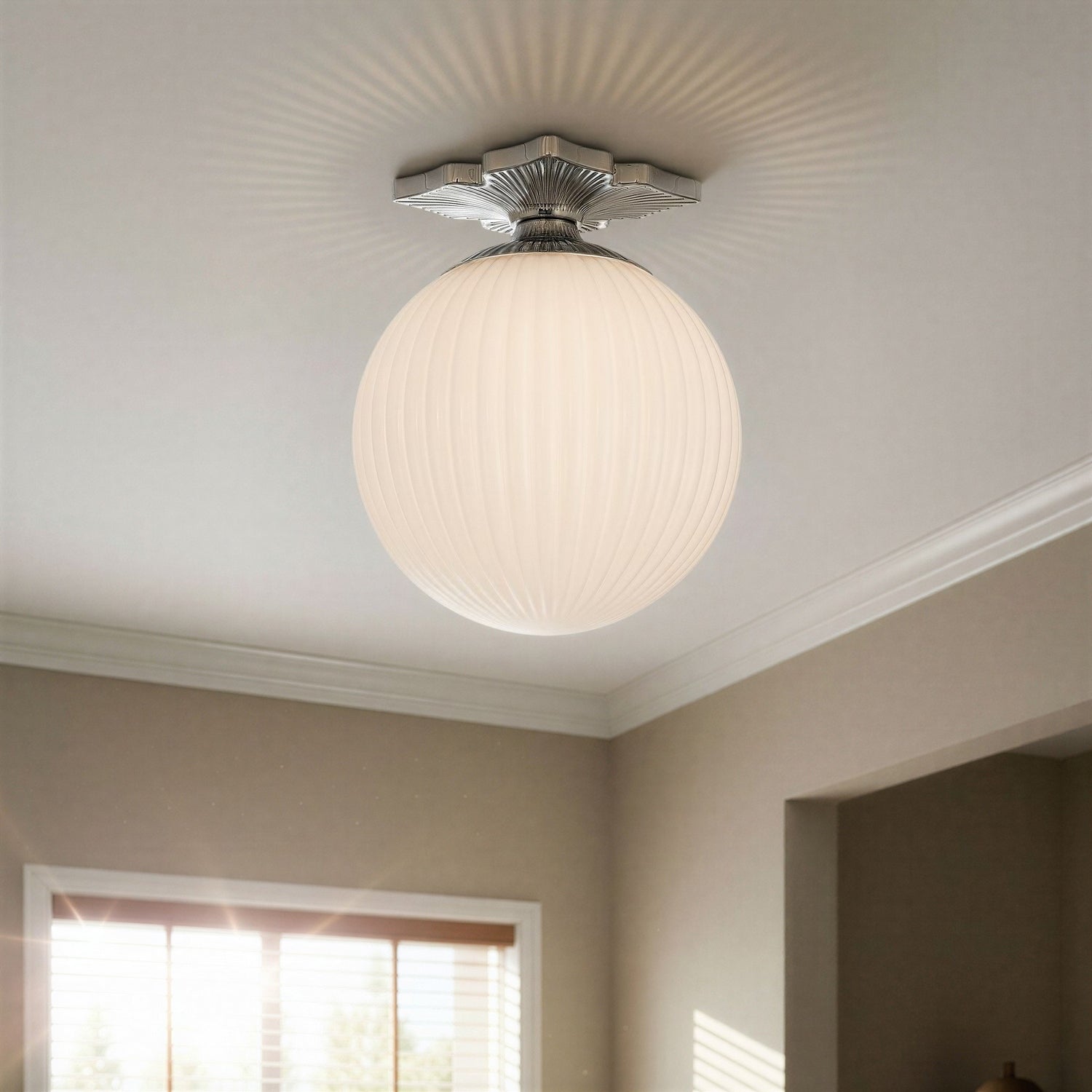 Crystorama - ORY-1003-PN-WH - One Light Semi Flush Mount - Orly - Polished Nickel