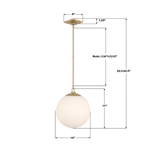 Crystorama - ORY-1007-AG-WH - One Light Pendant - Orly - Aged Brass