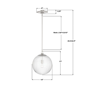 Crystorama - ORY-1007-PN-CL - One Light Pendant - Orly - Polished Nickel