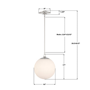 Crystorama - ORY-1007-PN-WH - One Light Pendant - Orly - Polished Nickel