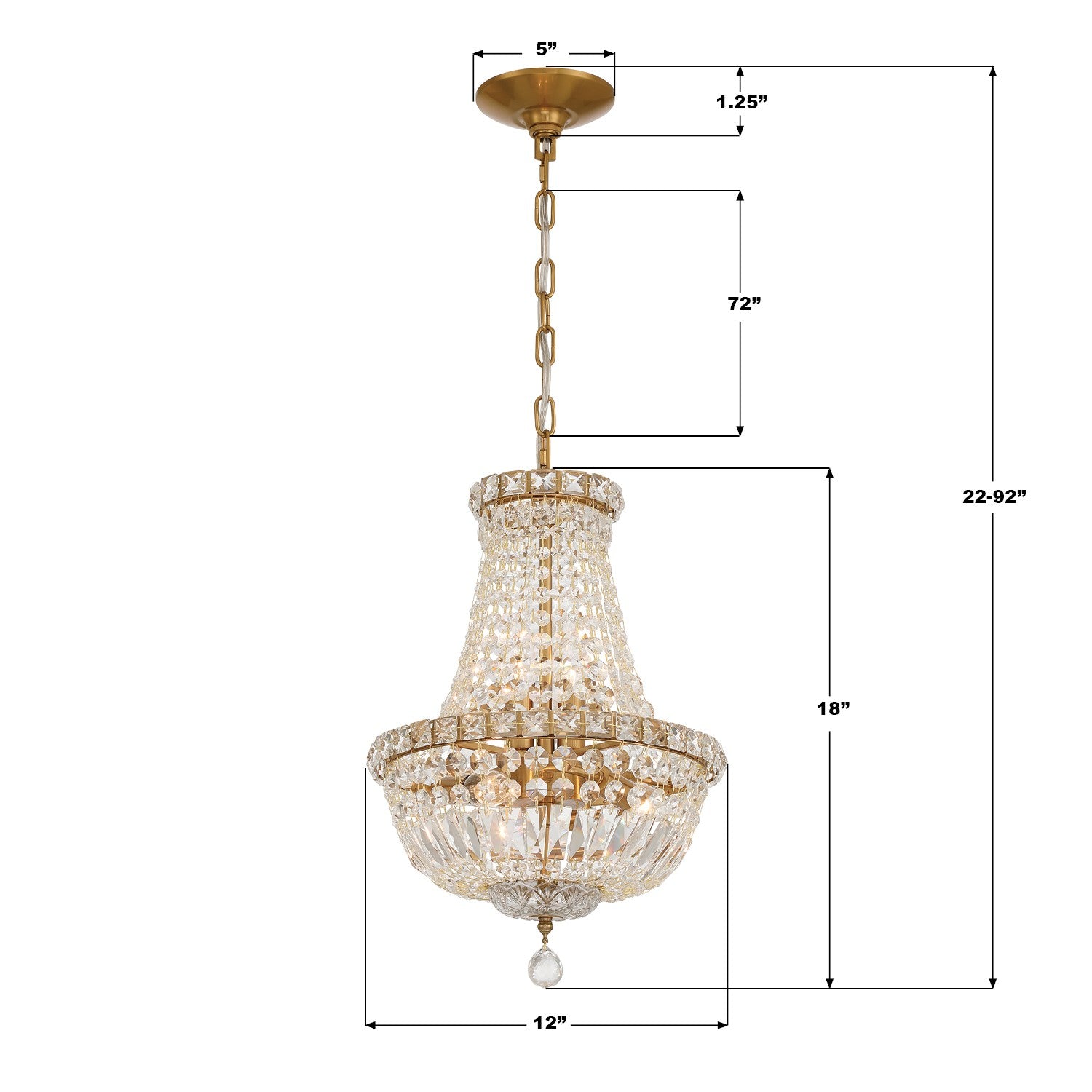 Crystorama - ROS-A1006-AG-CL-MWP - Five Light Chandelier - Roslyn - Aged Brass