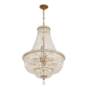 Crystorama - ROS-A1009-AG-CL-MWP - Nine Light Chandelier - Roslyn - Aged Brass