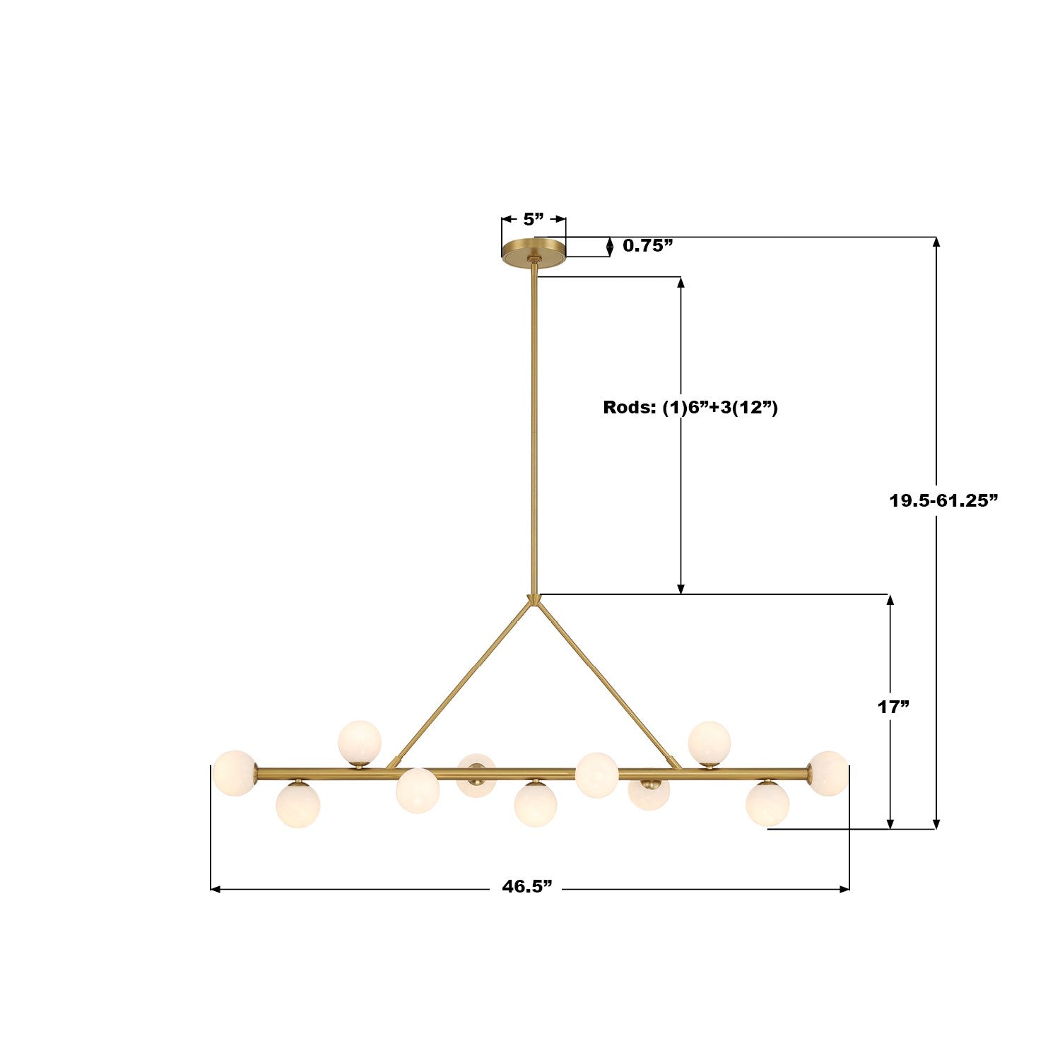 Crystorama - TRL-2807-LG - LED Linear Chandelier - Terrell - Luxe Gold