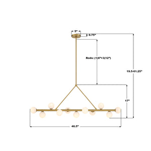 Crystorama - TRL-2807-LG - LED Linear Chandelier - Terrell - Luxe Gold