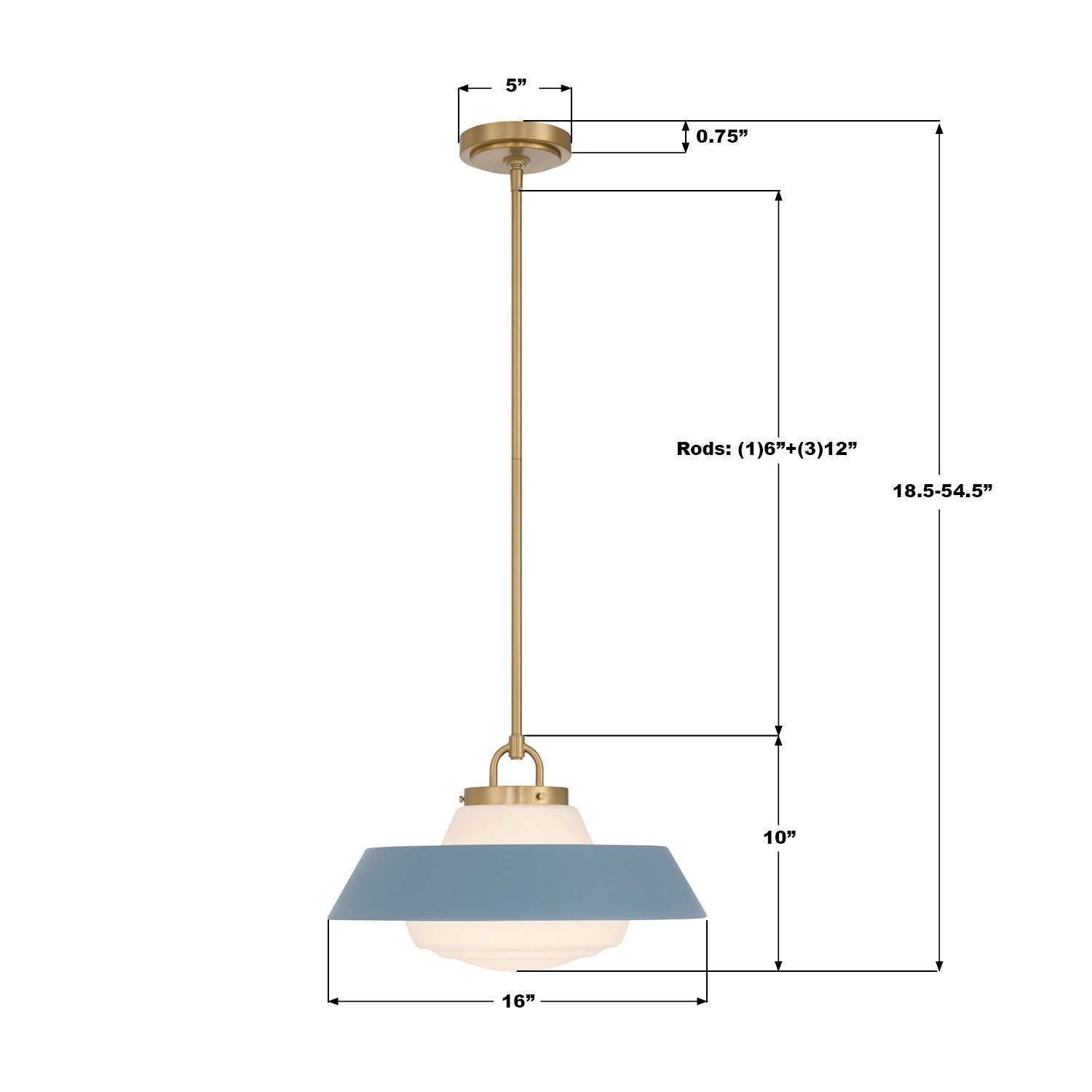 Crystorama - XAN-8006-VG-BL - One Light Pendant - Xander - Vibrant Gold