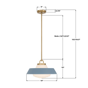 Crystorama - XAN-8006-VG-BL - One Light Pendant - Xander - Vibrant Gold