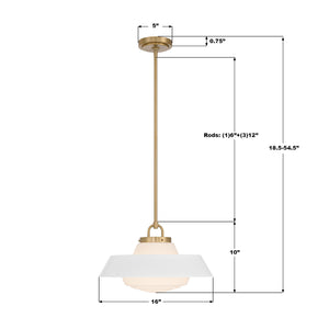 Crystorama - XAN-8006-VG-WH - One Light Pendant - Xander - Vibrant Gold
