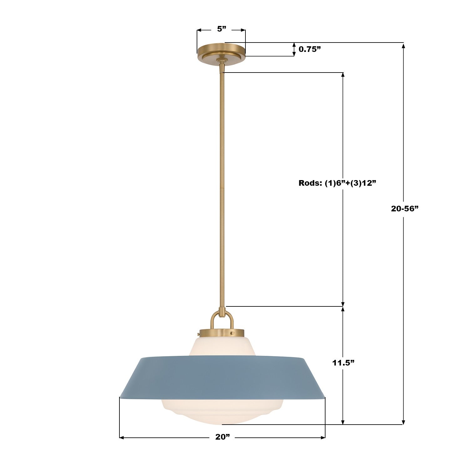 Crystorama - XAN-8009-VG-BL - Three Light Pendant - Xander - Vibrant Gold