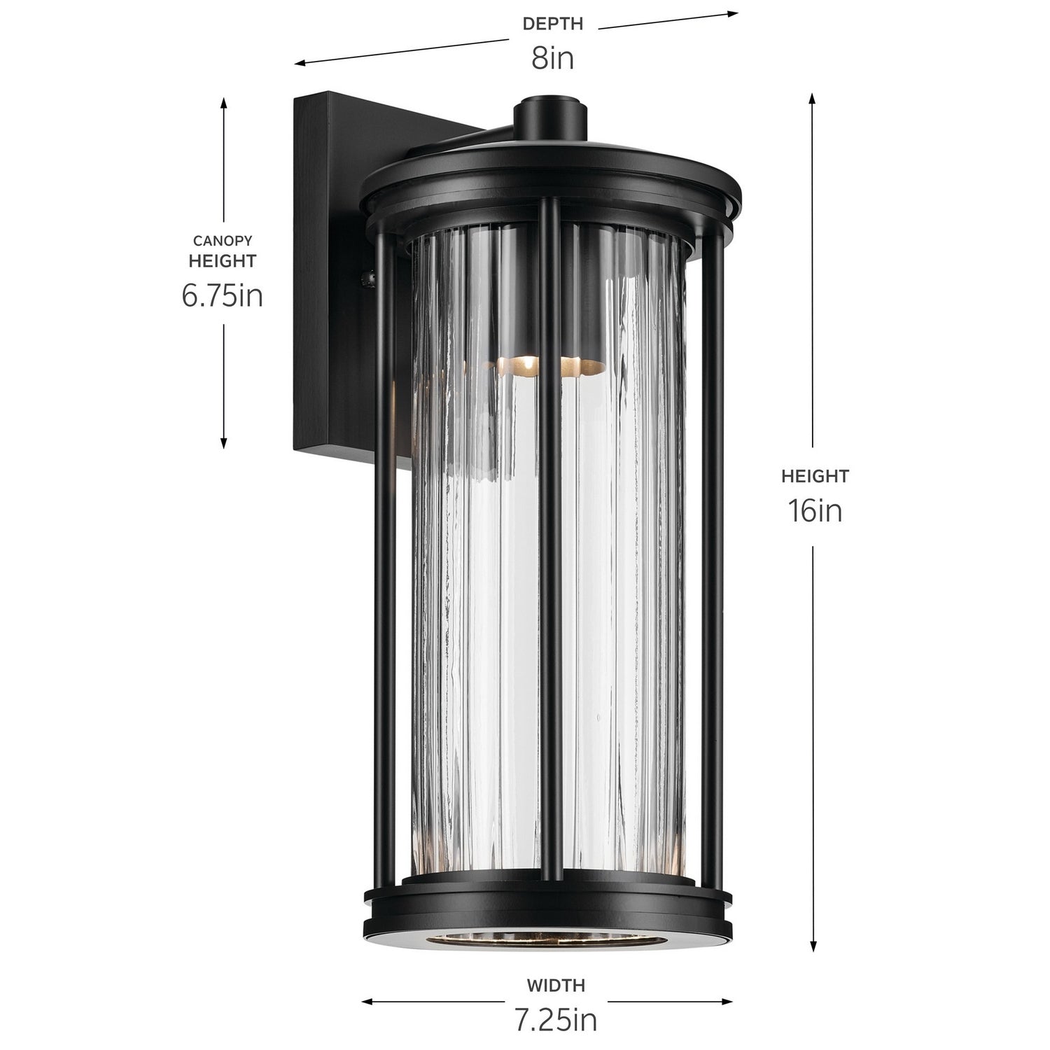 Kichler - 59023BKDS - One Light Outdoor Wall Mount - Barras - Black