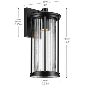 Kichler - 59023BKDS - One Light Outdoor Wall Mount - Barras - Black