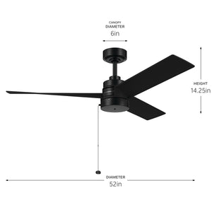 Kichler - 300375BK - 52" Ceiling Fan - Spyn Lite - Black