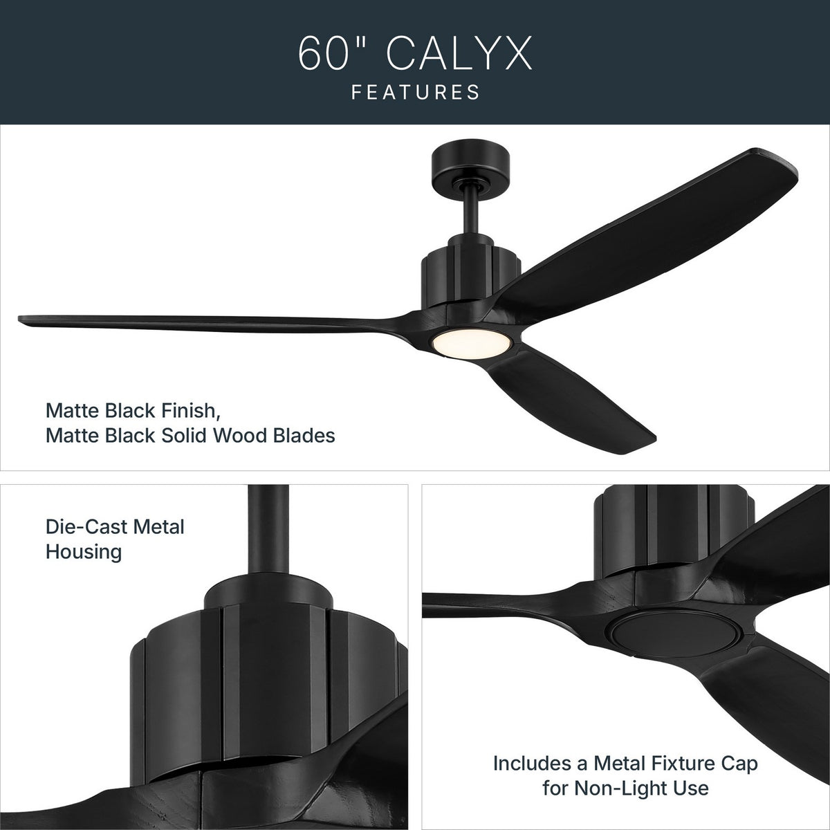 Kichler - 300360-BK - 60" Ceiling Fan - Calyx - Matte Black