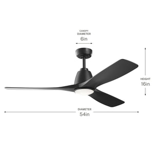Kichler - 300054-BK - 54" Ceiling Fan - Volos II - Matte Black