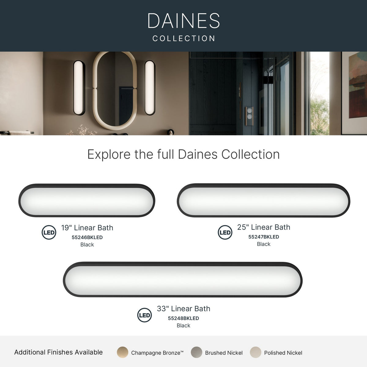 Kichler - 55246BKLED - LED Bath Bar - Daines - Black