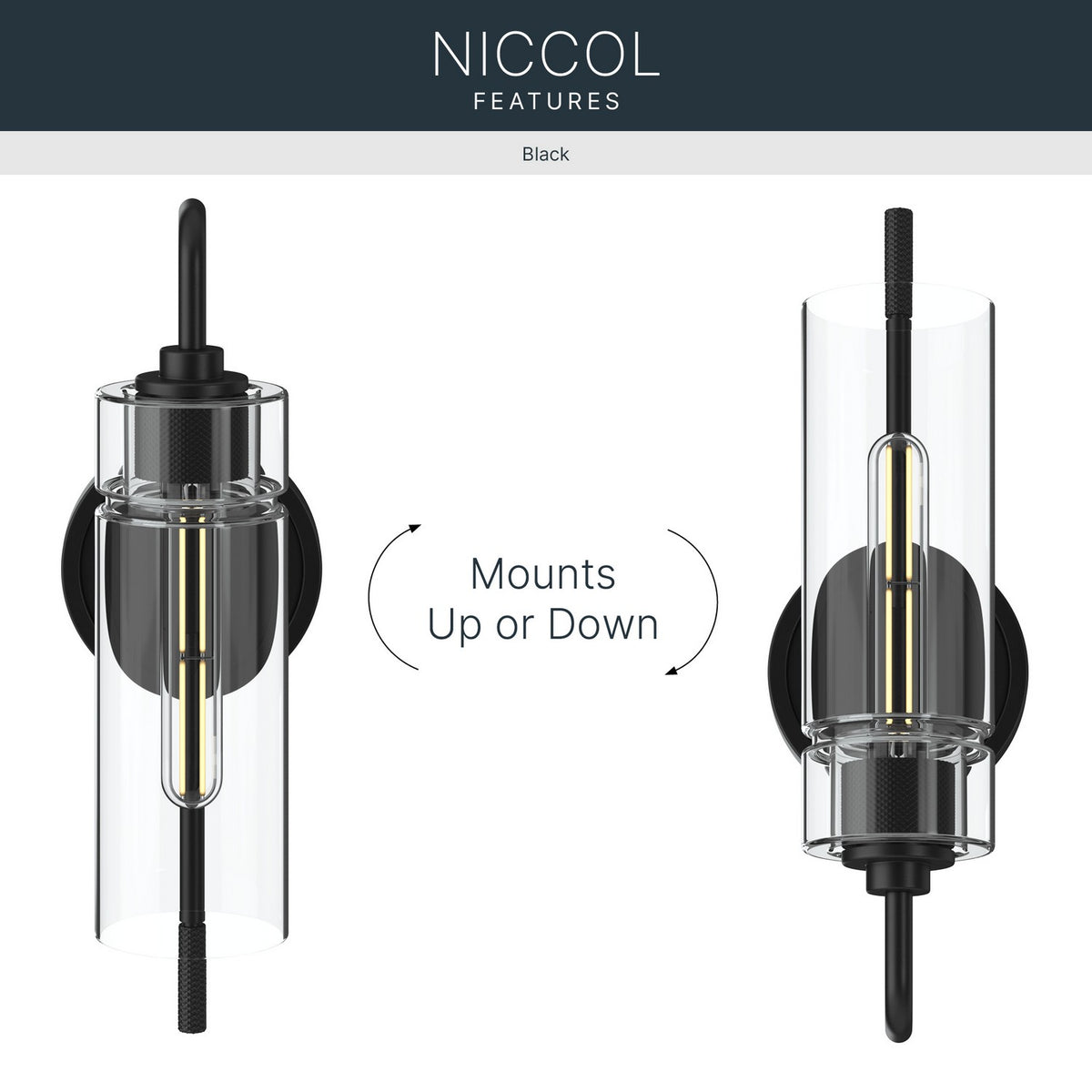 Kichler - 55250BK - One Light Wall Sconce - Niccol - Black