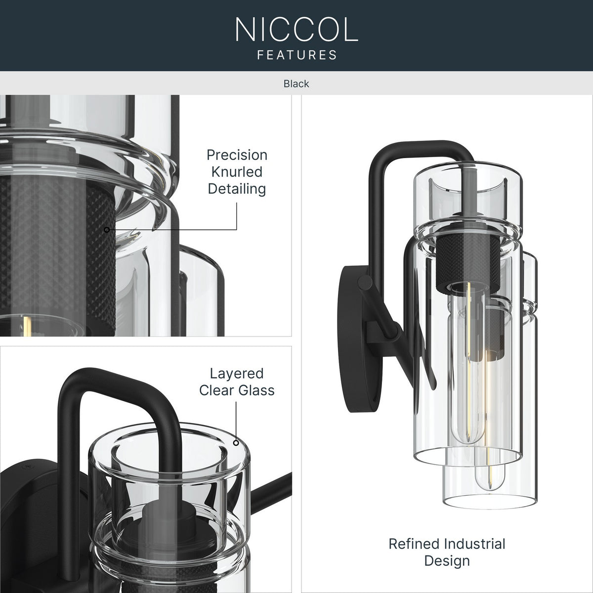 Kichler - 55251BK - Two Light Bath - Niccol - Black