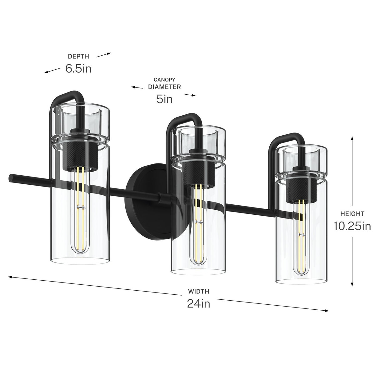 Kichler - 55252BK - Three Light Bath - Niccol - Black