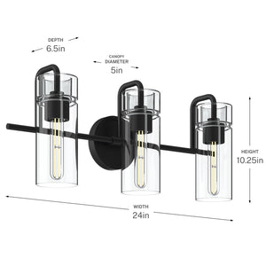 Kichler - 55252BK - Three Light Bath - Niccol - Black