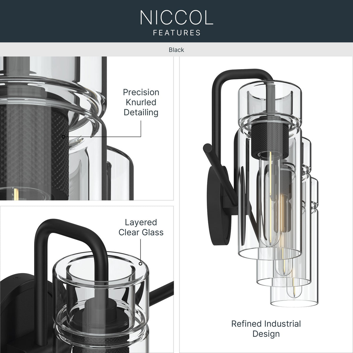 Kichler - 55252BK - Three Light Bath - Niccol - Black