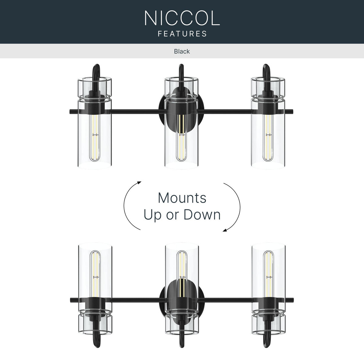Kichler - 55252BK - Three Light Bath - Niccol - Black
