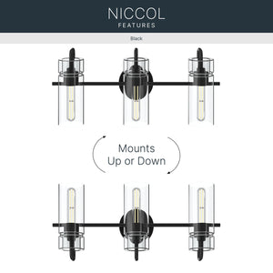 Kichler - 55252BK - Three Light Bath - Niccol - Black