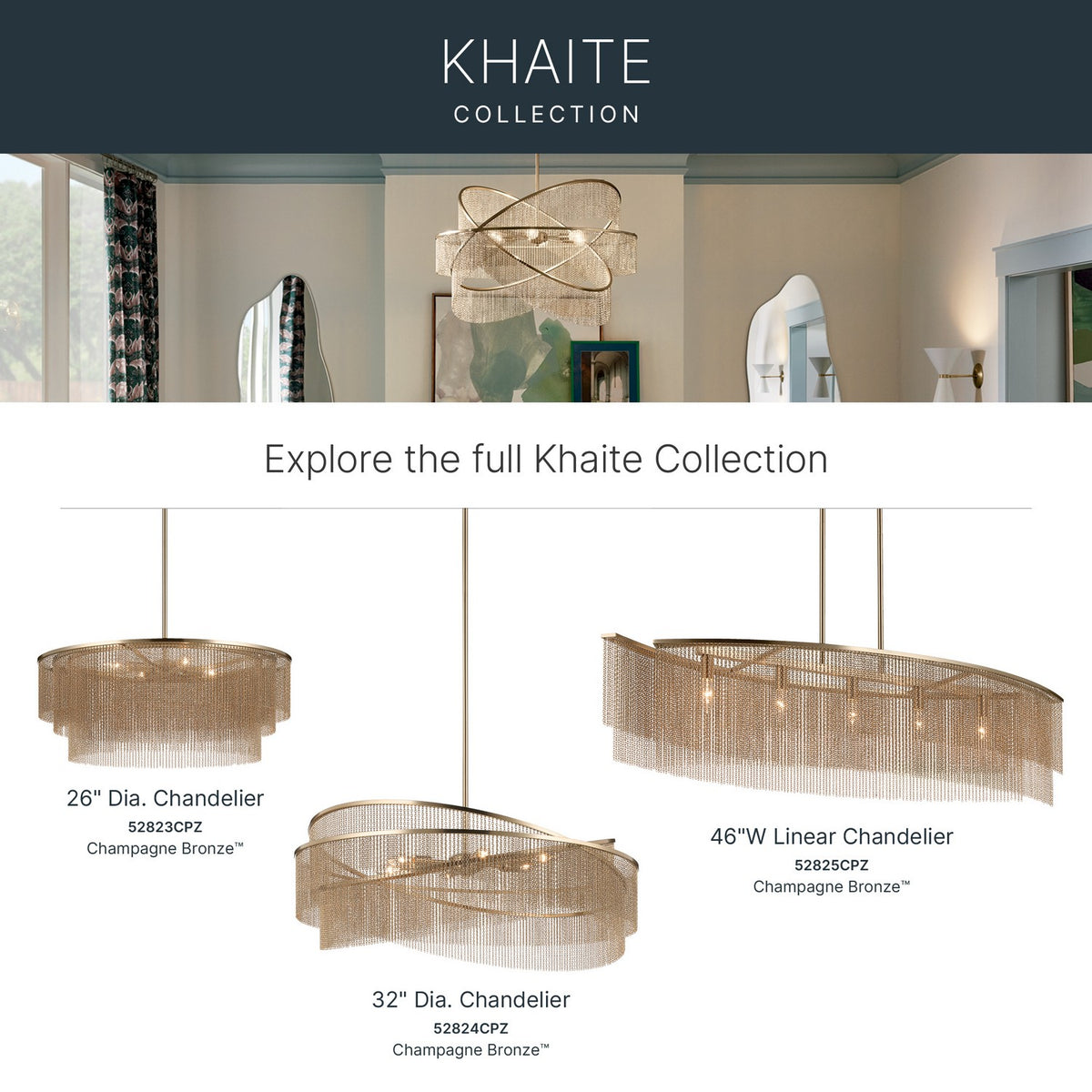 Kichler - 52825CPZ - Five Light Linear Chandelier - Khaite - Champagne Bronze