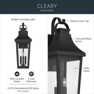 Kichler - 59196BKT - Three Light Outdoor Wall Mount - Cleary - Textured Black