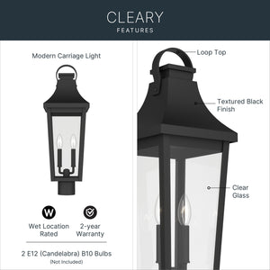Kichler - 59197BKT - Two Light Outdoor Post Lantern - Cleary - Textured Black