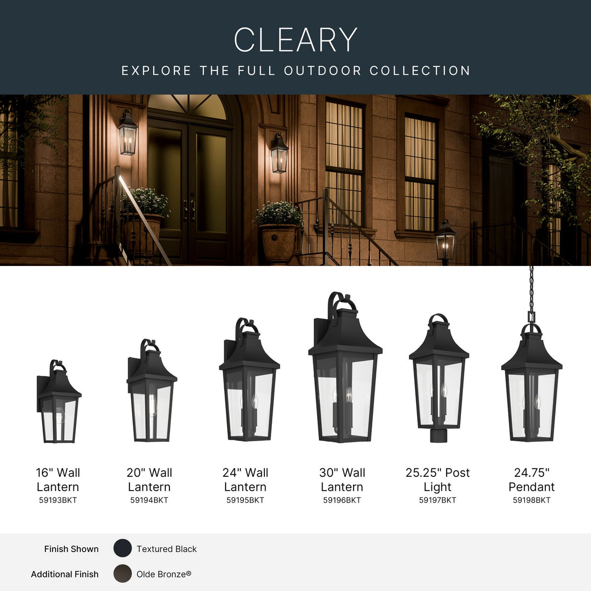 Kichler - 59198BKT - Two Light Outdoor Pendant - Cleary - Textured Black