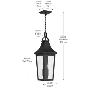 Kichler - 59198BKT - Two Light Outdoor Pendant - Cleary - Textured Black