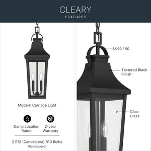 Kichler - 59198BKT - Two Light Outdoor Pendant - Cleary - Textured Black