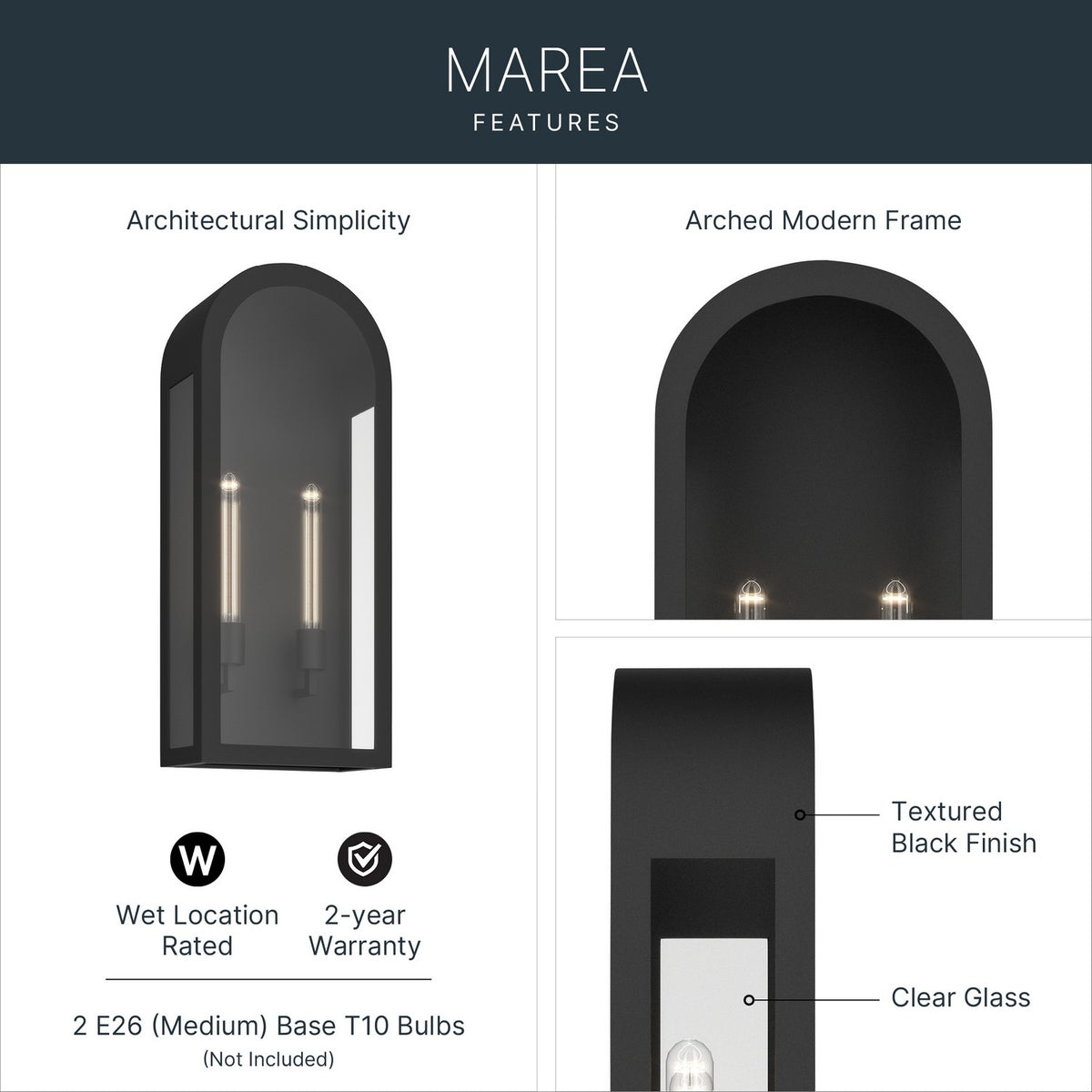Kichler - 59203BKT - Two Light Outdoor Wall Mount - Marea - Textured Black