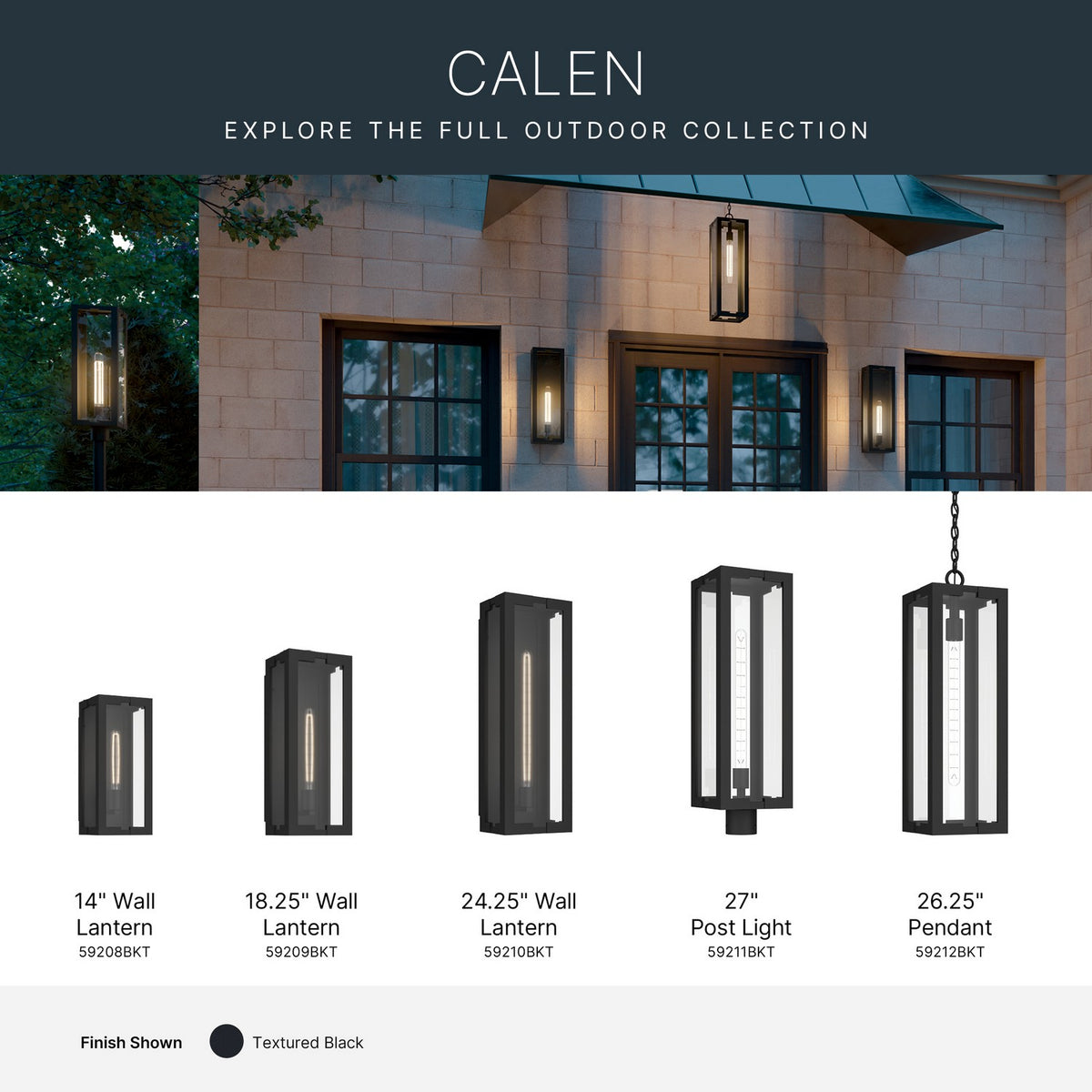Kichler - 59211BKT - One Light Outdoor Post Lantern - Calen - Textured Black