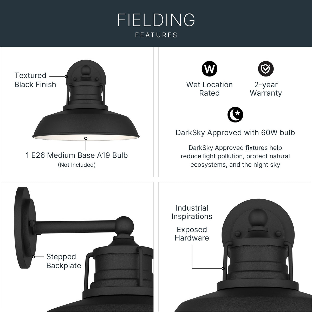 Kichler - 59205BKT - One Light Outdoor Wall Mount - Fielding - Textured Black