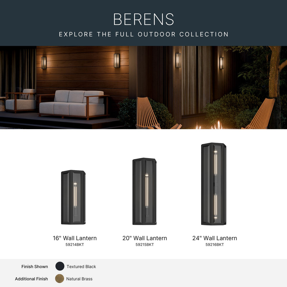 Kichler - 59214BKT - One Light Outdoor Wall Mount - Berens - Textured Black