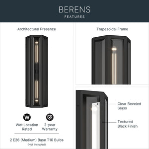 Kichler - 59216BKT - Two Light Outdoor Wall Mount - Berens - Textured Black