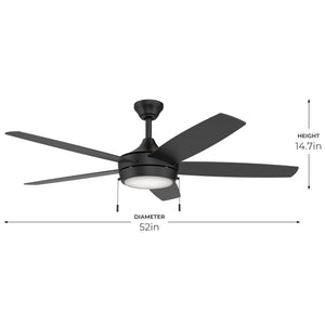 Progress Lighting - P250125-31M-30 - 52" Ceiling Fan - Nolyn V - Matte Black
