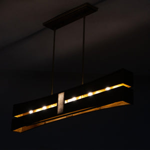 Kalco - 528461RBG - Six Light Linear Pendant - Dos - Rustic Gold and Brushed Gold
